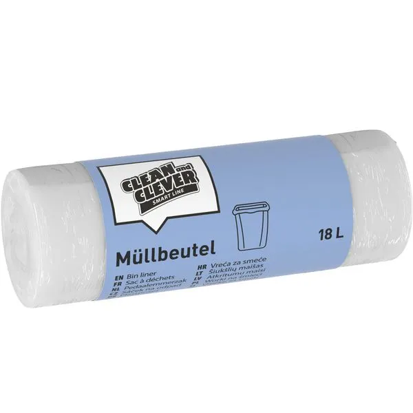CLEAN and CLEVER SMART pytel na odpad SMA73, 460 x 520 (HDPE) bílý, 18 l (50 ks/rol)_IGEFA-ROIN