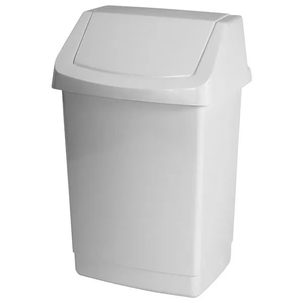 Odpadkový koš, plast, bílý s výkyvným víkem, 9 l_IGEFA-ROIN