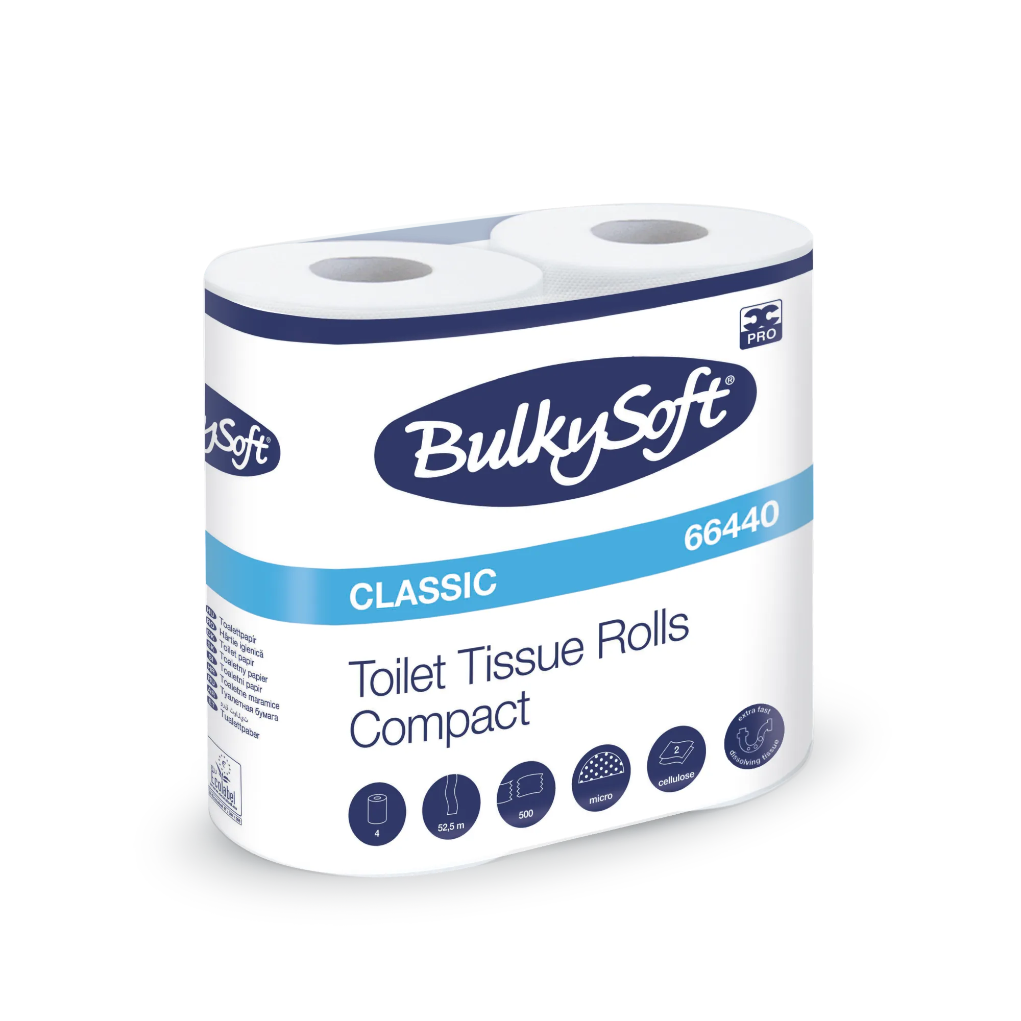 66440 BulkySoft® CLASSIC toaletní papír, konvenční role, celulóza, bílý, 2-vrst., 500 útr., 52,5 m (40 rol/krt)_IGEFA-ROIN