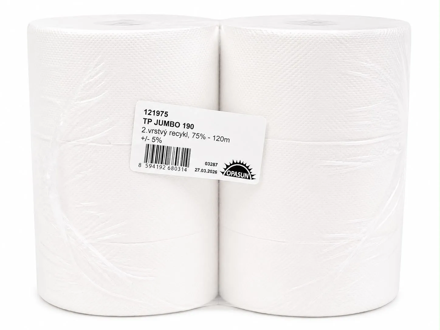 Toaletní papír Mini Jumbo 190, recykl, bílý, 2-vrst., 120 m (6 rol/krt)_IGEFA-ROIN