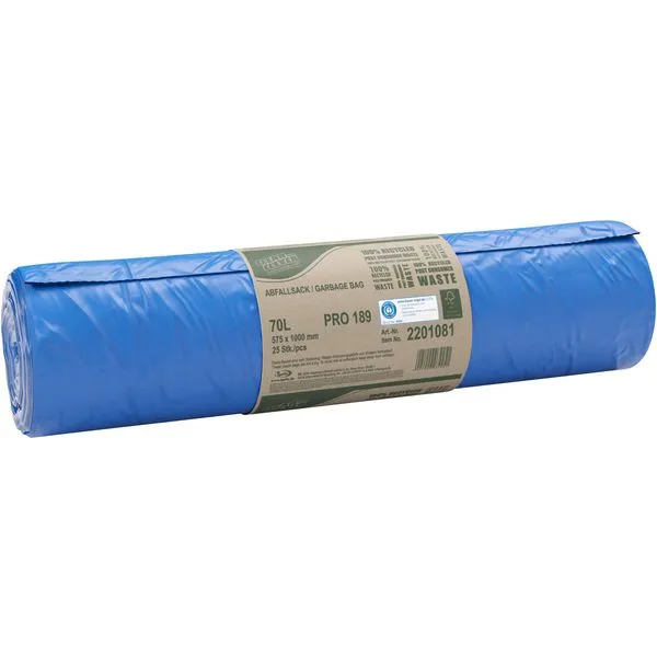 CLEAN and CLEVER PROFESSIONAL pytel na odpad PRO189, 575 x 1100 (LDPE) modrý, 70 l (25 ks/rol)_IGEFA-ROIN