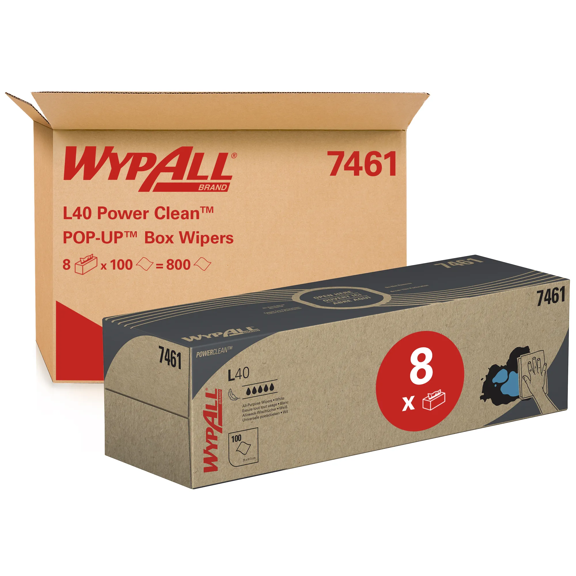 7461 WypAll® L40 papírové utěrky, skládané, bílé, 1-vrst., 25 x 41,5 cm (100 ks/box)_IGEFA-ROIN