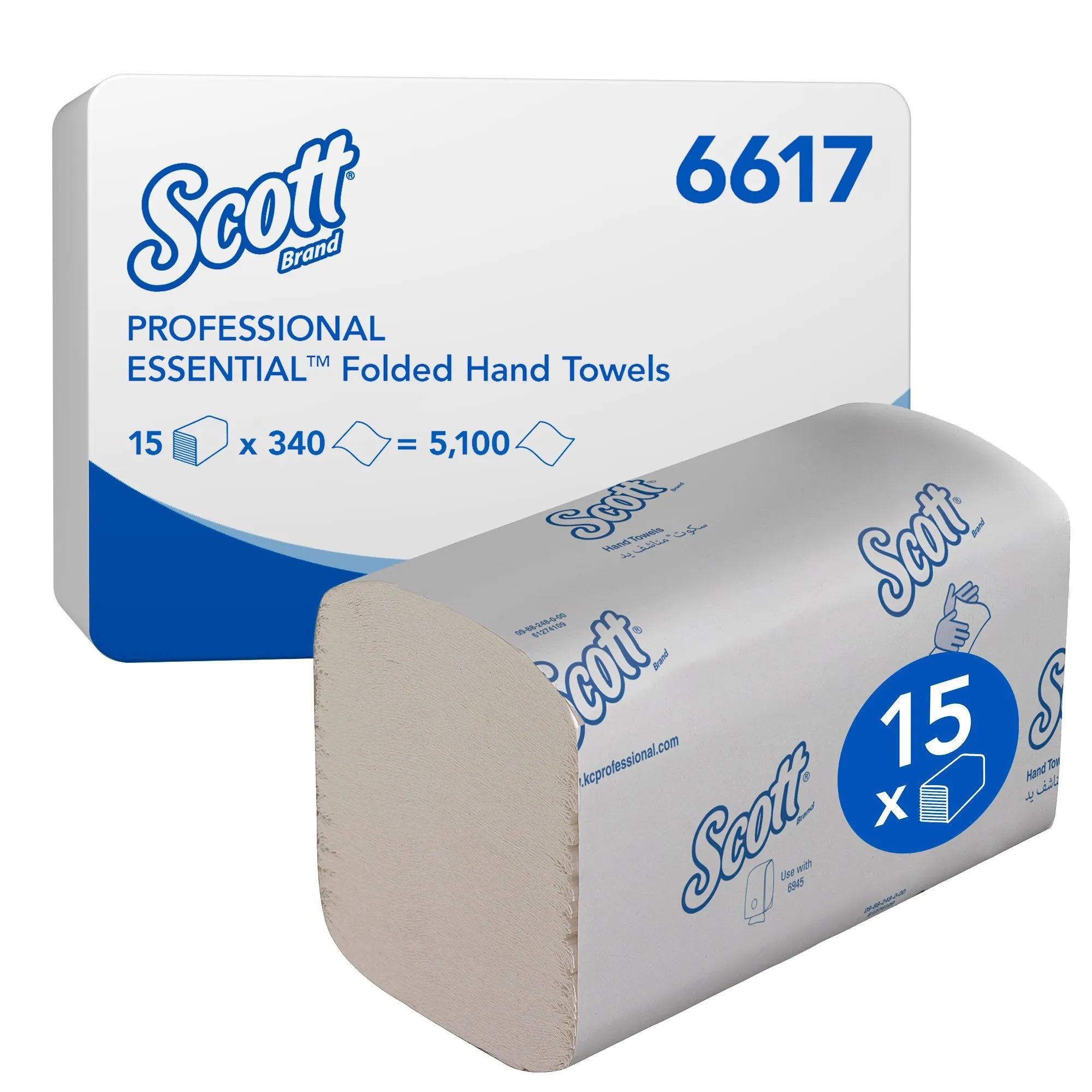 6617 Scott® Essential papírové ručníky, skládané, Airflex, bílé, 1-vrst., 21,2 x 20 cm (5100 ks/krt)_IGEFA-ROIN