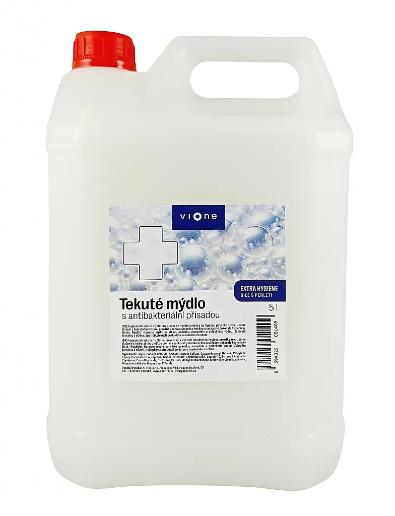 VIONE tekuté mýdlo, bílé, s antibakteriální přísadou, 5 l_IGEFA-ROIN