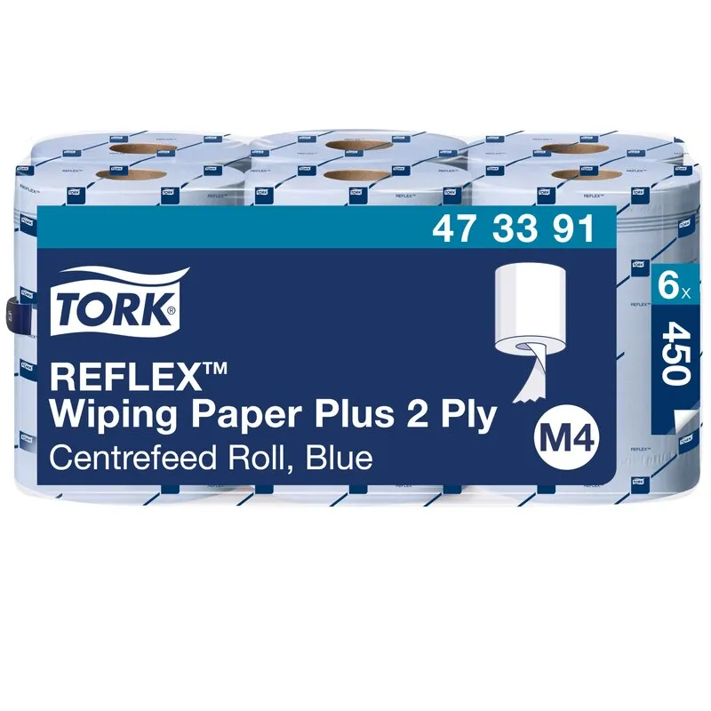 473391 Tork Reflex™ papírové utěrky, role, M4, recykl, modré, 2-vrst., 457 útr., 150 m (6 rol/krt)_IGEFA-ROIN
